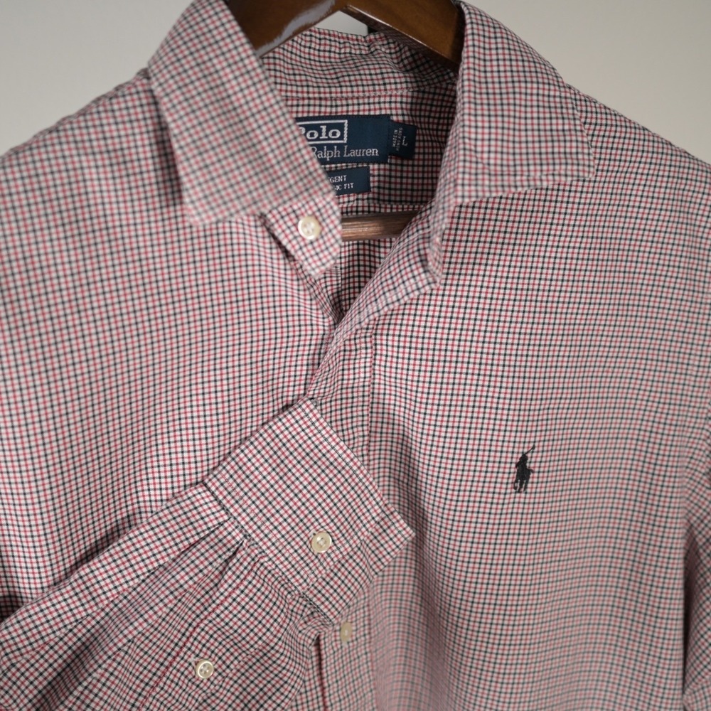 Polo Ralph Lauren Regent Classic Fit Shirt Mens Large Red Black Check L/S Pony